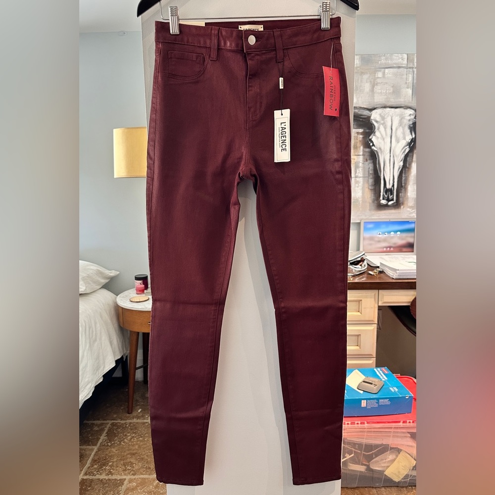 BNWT - L’Agence Red Waxed Denim Skinny